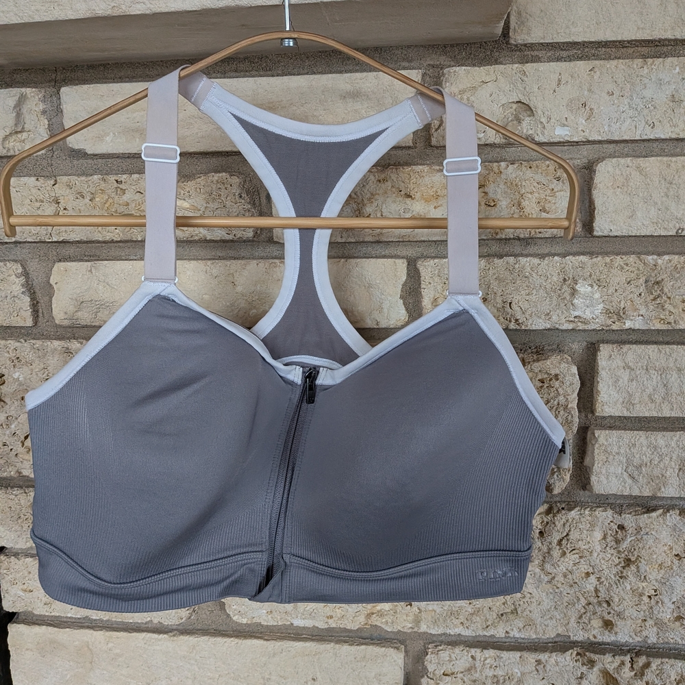 PINK Victoria's Secret Gray and White Sports Bra